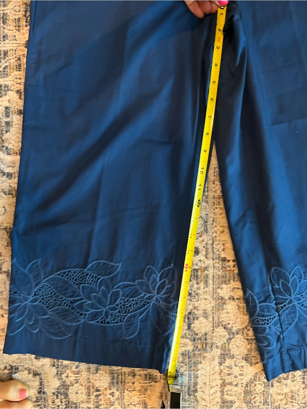 Ruby Rd. Royal Blue Embroidered Wide-Leg Pants - Picture 7 of 10